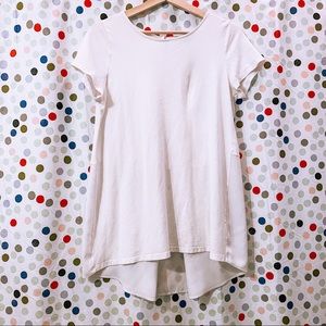 White Lands End high-low blouse with sheer back